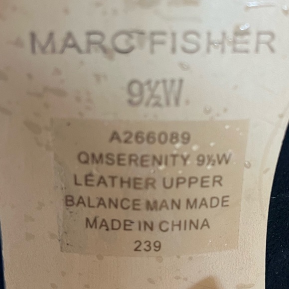 Marc Fischer 9.5 black heel gold zipper,3.5 inch leather/suede peep toe - Picture 8 of 14